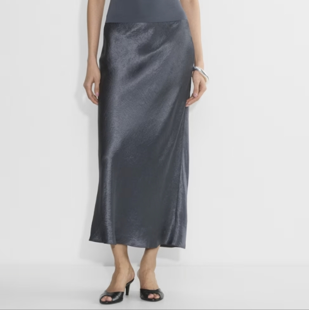 Aritzia Babaton satin slip maxi skirt charcoal grey size 10